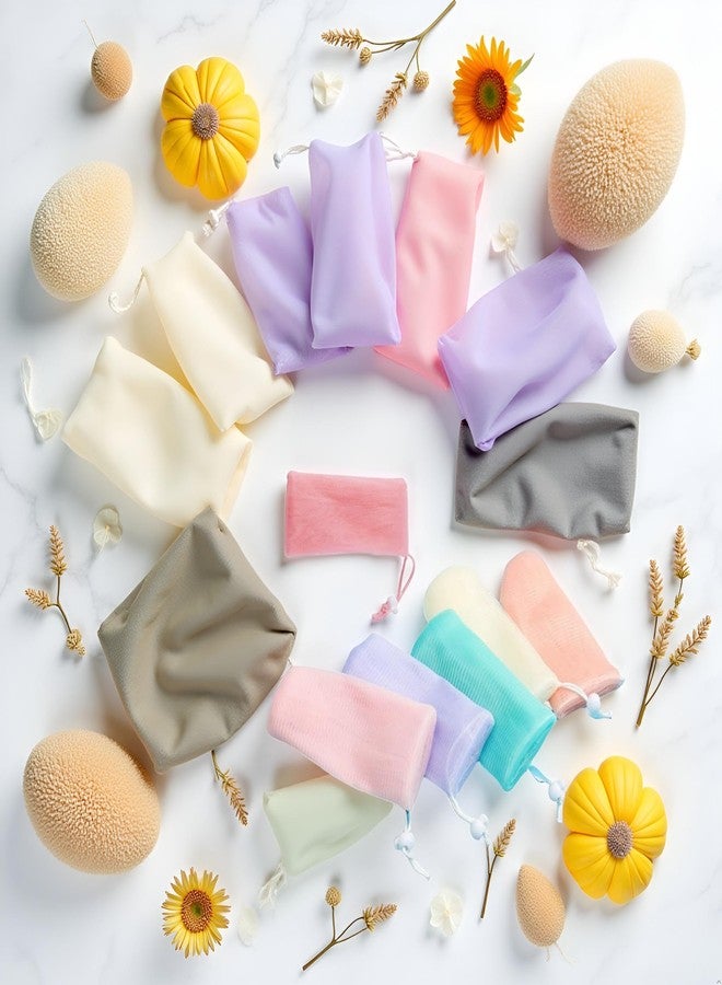 Tnyvm 6Pcs Random Color Exfoliating Mesh Soap Pouch Bubble Foam Net Bag for Body Facial Cleaning Tool, for Shower Saver Pouch Drawstring Foaming Net Soap Bag Used Repeatedly Easy to Store Cleansers - Image 5